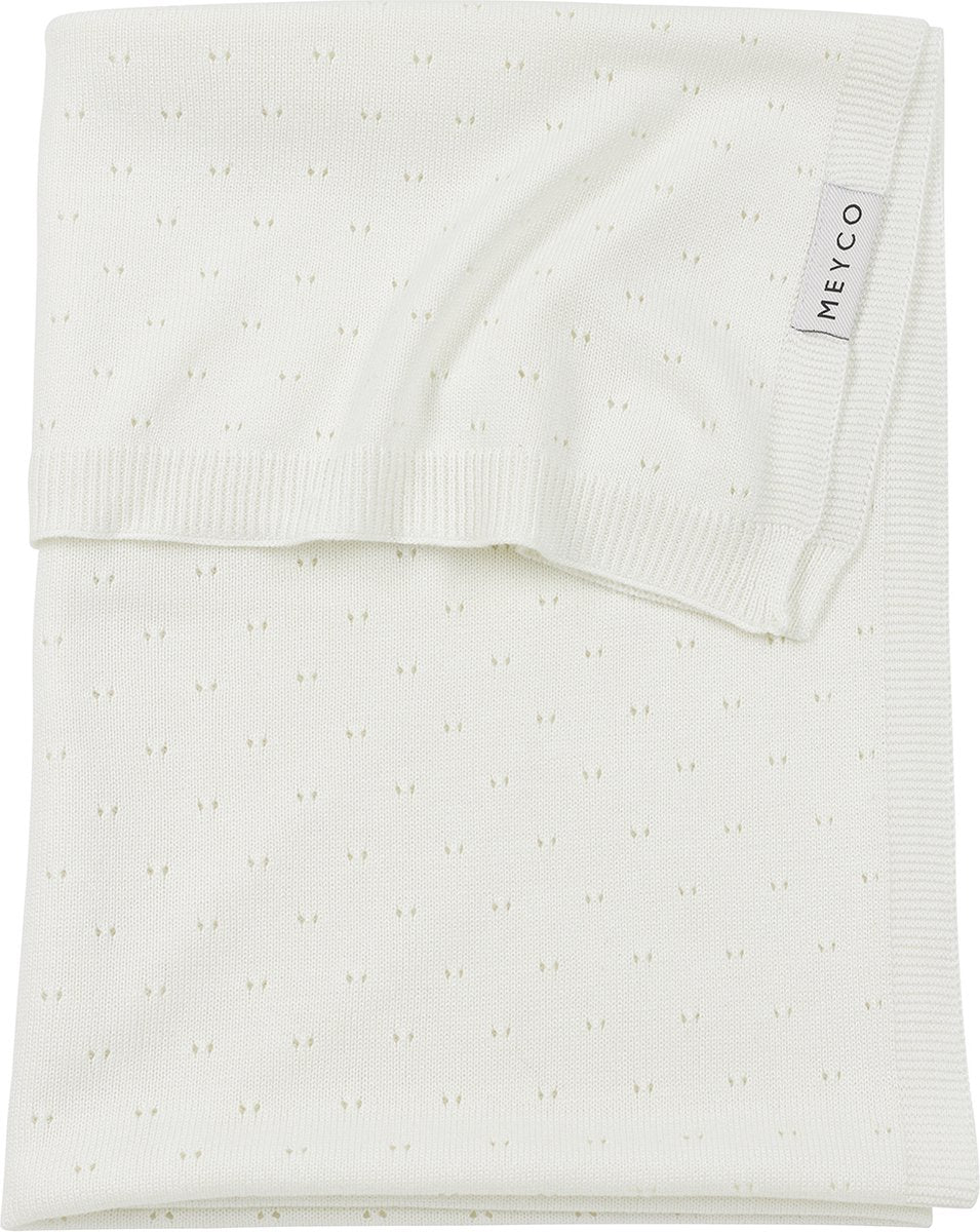 Meyco baby ajour wiegdeken - bamboe - offwhite - 75x100cm - 0.3 tog