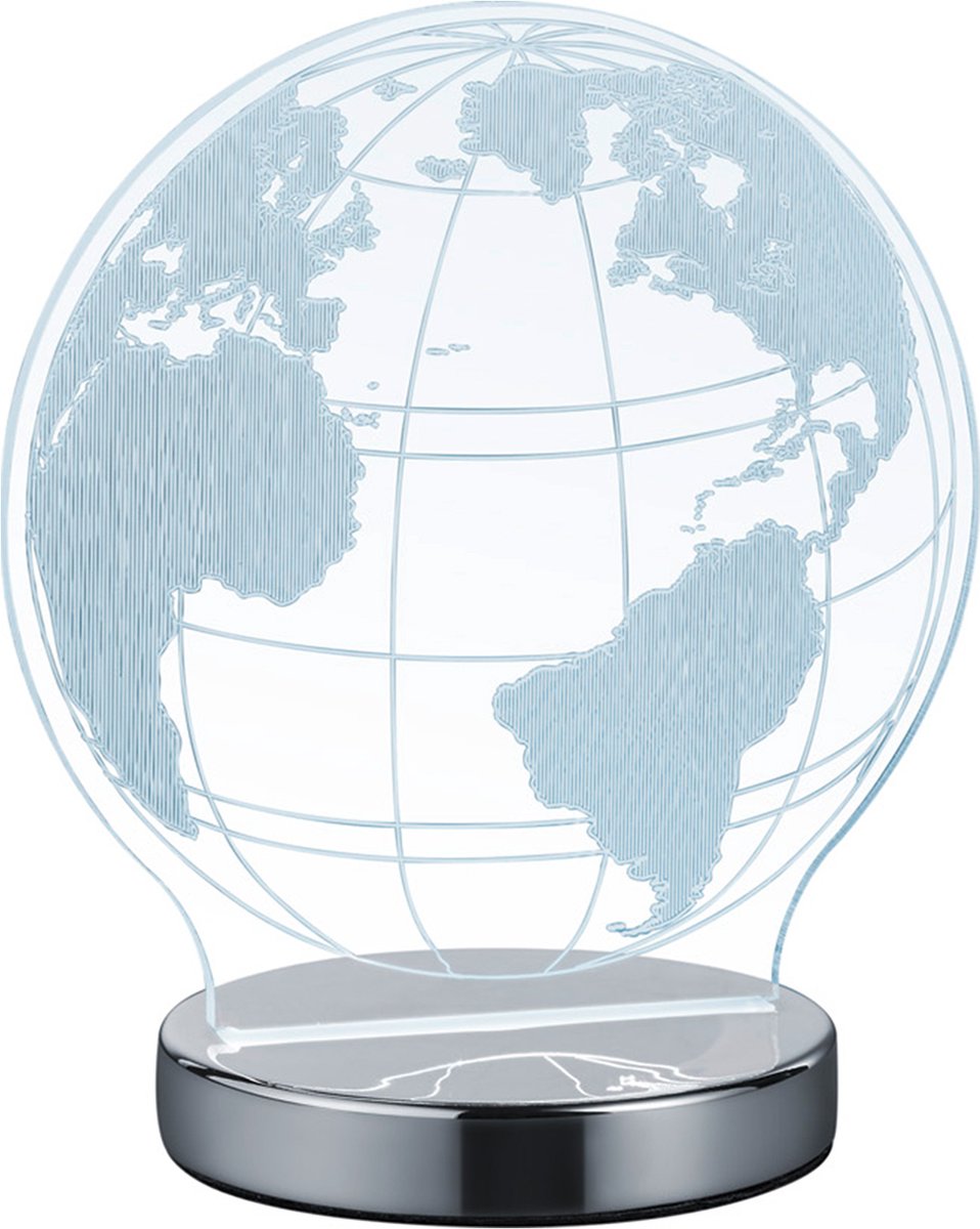 RL LIVE YOUR LIGHT Reality globe - tafellamp - chroom - incl. 1x smd 7 w - snoerschakelaar - instelbare lichtkleur - niet dimbaar