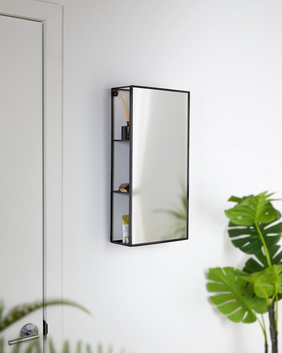 Umbra cubiko wandspiegel met planken