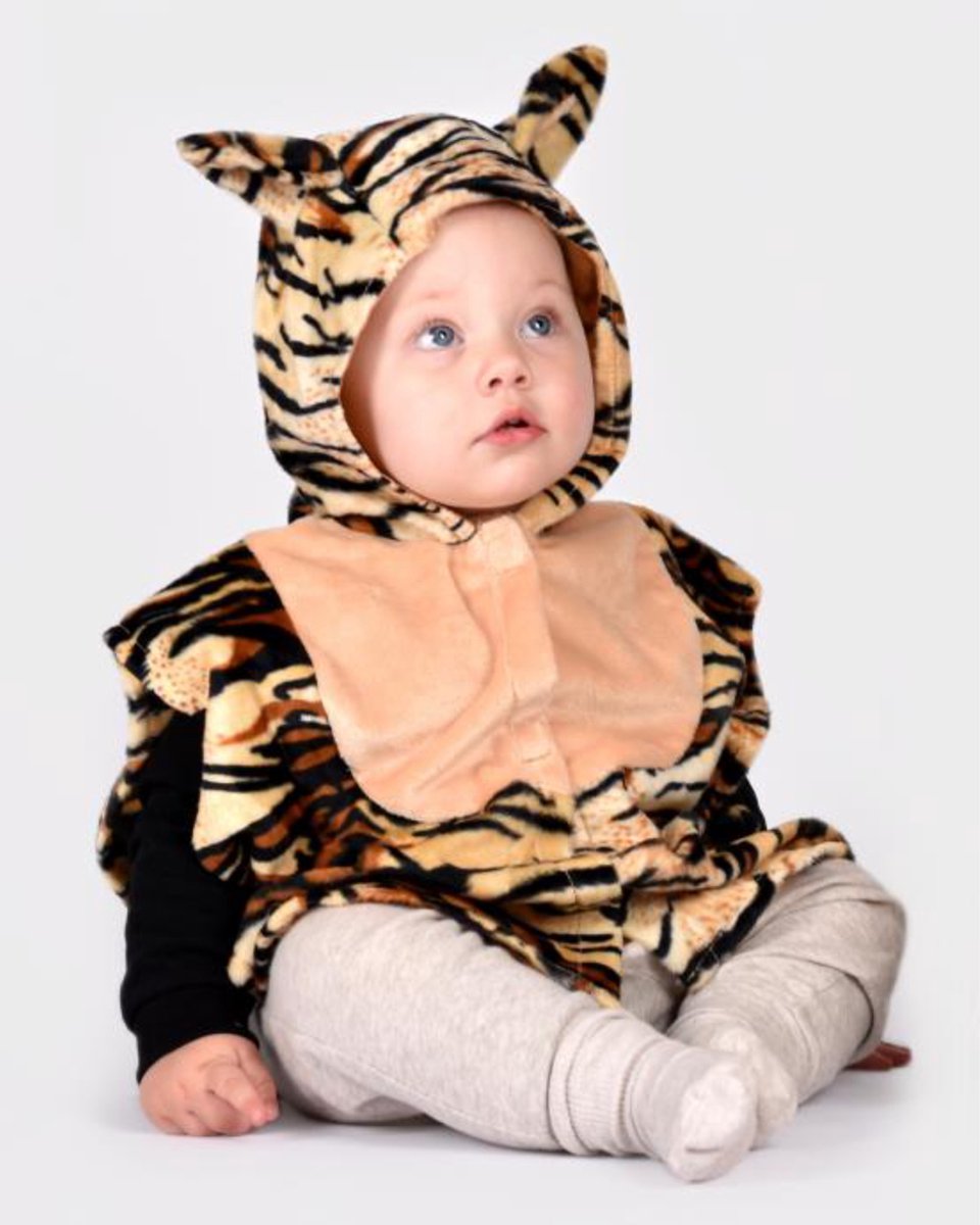 Den Goda Fen verkleedkledij tijger - mini cape met capuchon - 86-110cm - 1-4 jaar - multi