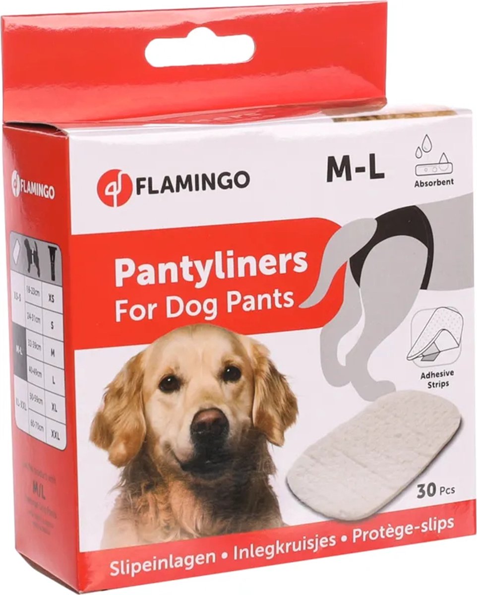 Flamingo Inlegkruisje hond – loopsheidbroekje hond – tyna wit m – 30 stuks – voor loopsheid incontinentie