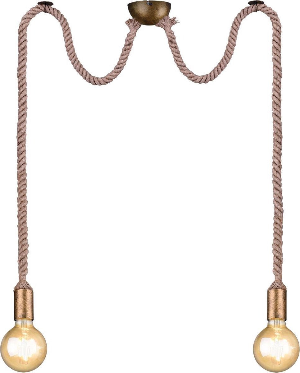 TRIO rope - hanglamp - antiek messing - excl. 2x e27 60w