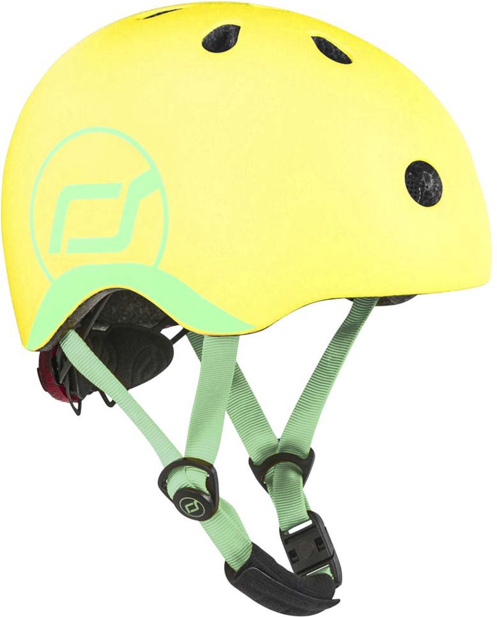 Scoot Ride helmet – kinderhelm – xs 45-51 cm – led achterlicht – magnetische sluiting – verstelbaar – lemon