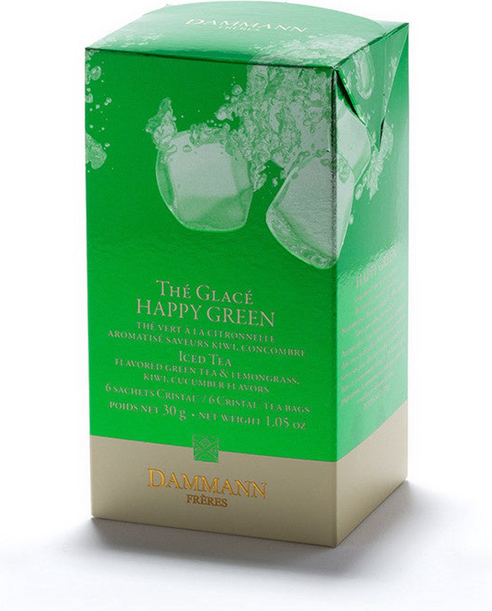 Dammann Frères Dammann - iced tea happy green - 6 theezakjes - groene thee met vruchtensmaak - volstaat voor 6 liter ijsthee zonder suiker