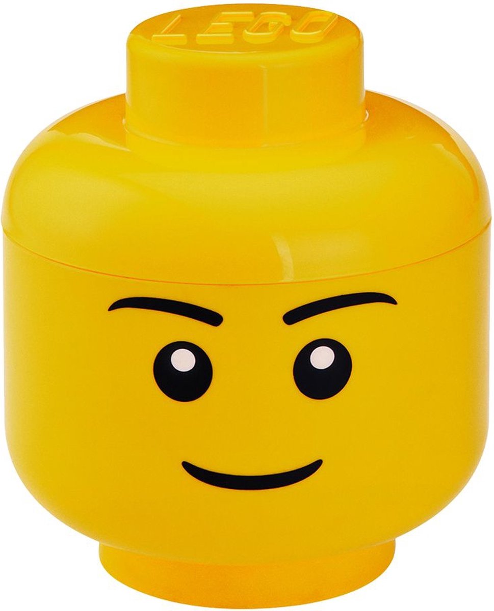 LEGO Opbergbox iconic hoofd boy 24 cm, geel -