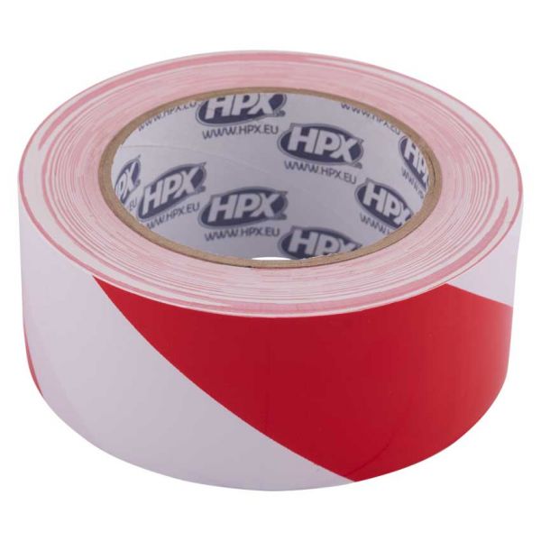 HPX Producten zelfklevende afzettape roodwit 50mm x 33m