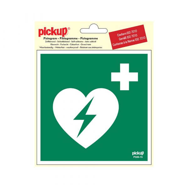 Sticker AED - 150x150 mm.