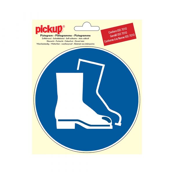 Sticker Veiligheidsschoenen verplicht - 150 mm rond.