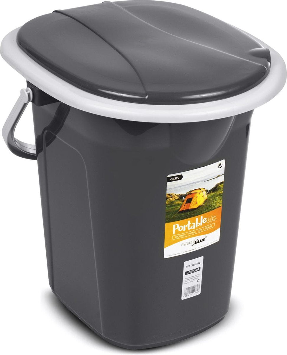 GreenBlue Campingtoilet 19l - mobiele toiletemmer reistoilet toiletemmer toilet mobiele camping antraciet