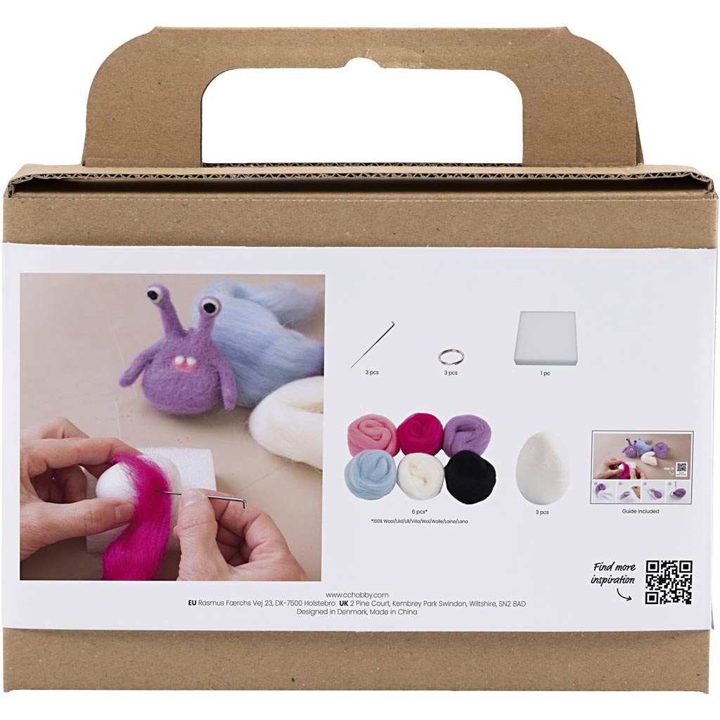 Creativ Company Https: www.cchobby.nl mini-hobbyset-naaldvilten-monster-diverse-kleuren-1-doos