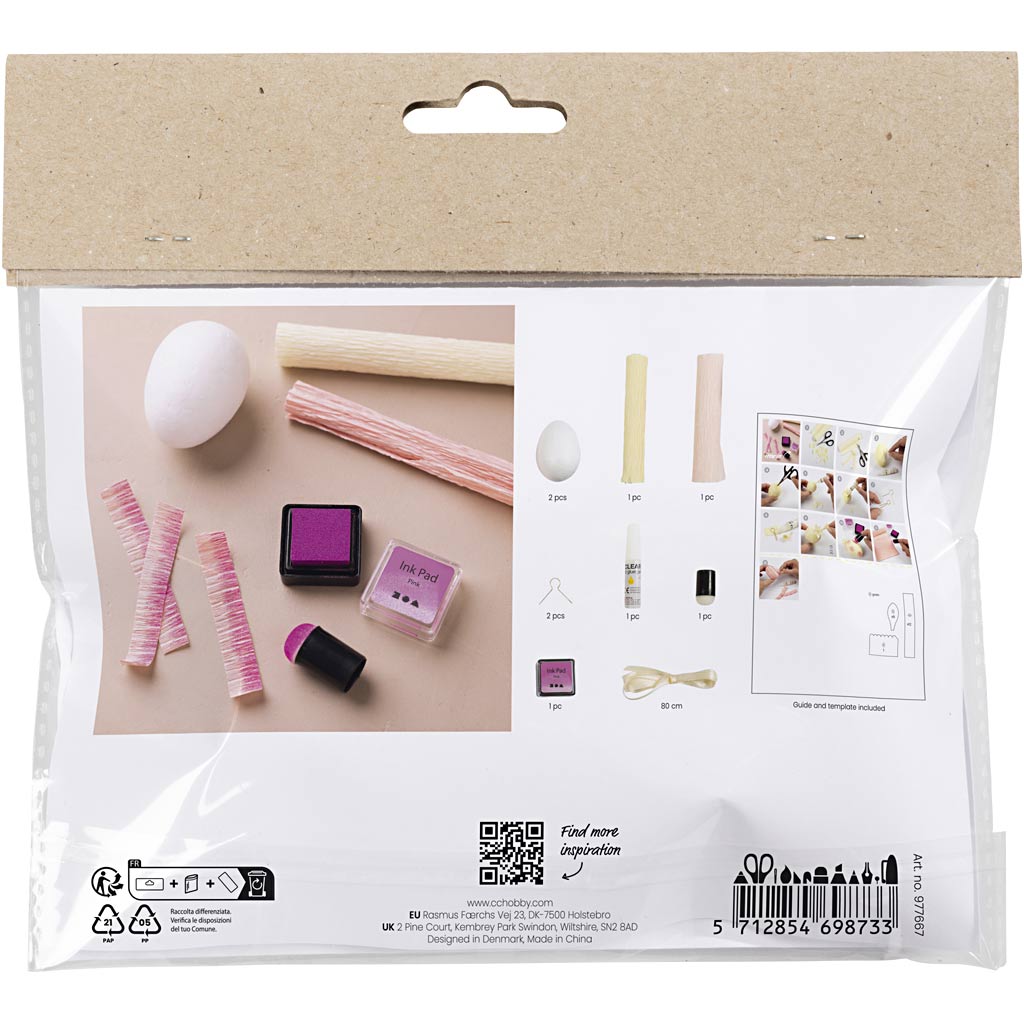 Creativ Company Https: www.cchobby.nl mini-hobbyset-crepepapier-eieren-lichtroze-lichtgeel-1-doos