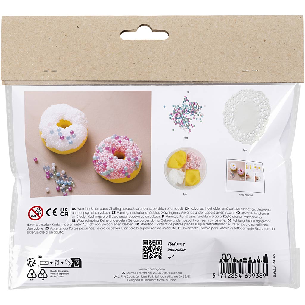 Creativ Company Https: www.cchobby.nl mini-hobbyset-boetseren-donuts-roze-turquoise-wit-geel-1-doos