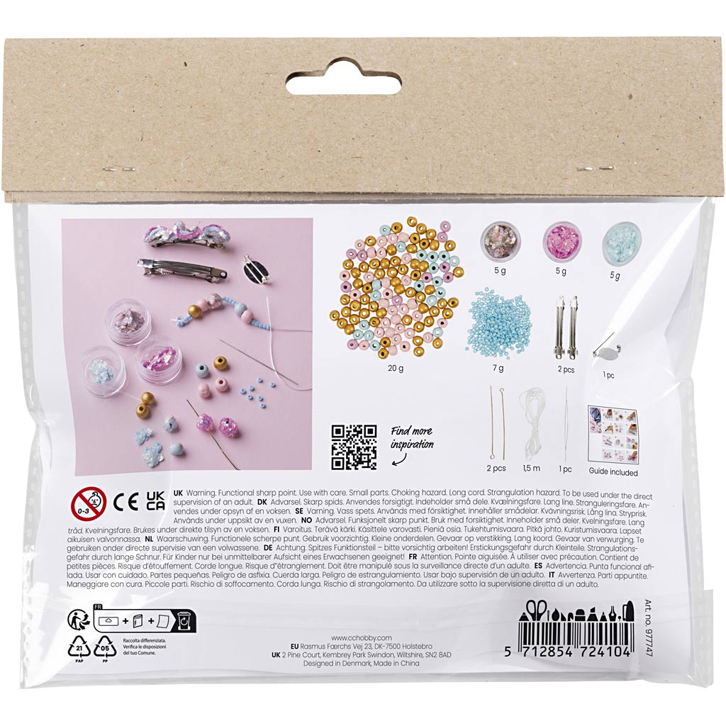 Creativ Company Https: www.cchobby.nl mini-hobbyset-sieraden-halsketting-armband-clips-broche-blauw-lichtblauw-pastel-roze-1-doos