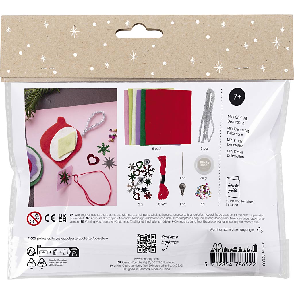 Creativ Company Https: www.cchobby.nl mini-hobbyset-decoratie-vilten-kerstdecoraties-diverse-kleuren-1-doos