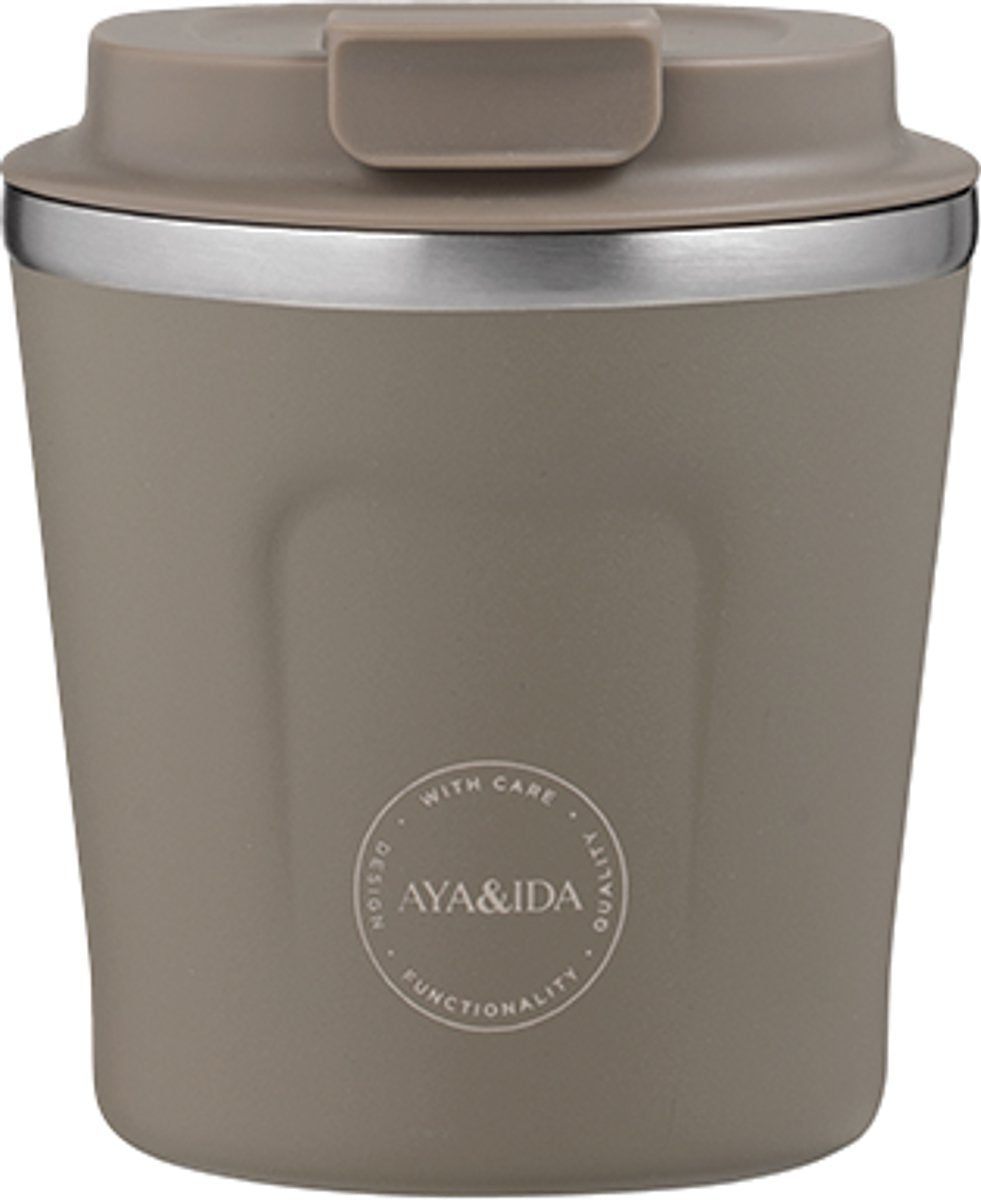 Aya Ida Aya ida - cup2go - koffiebeker - coffee to go - reisbeker - meenemen - 240ml - driftwood nieuw