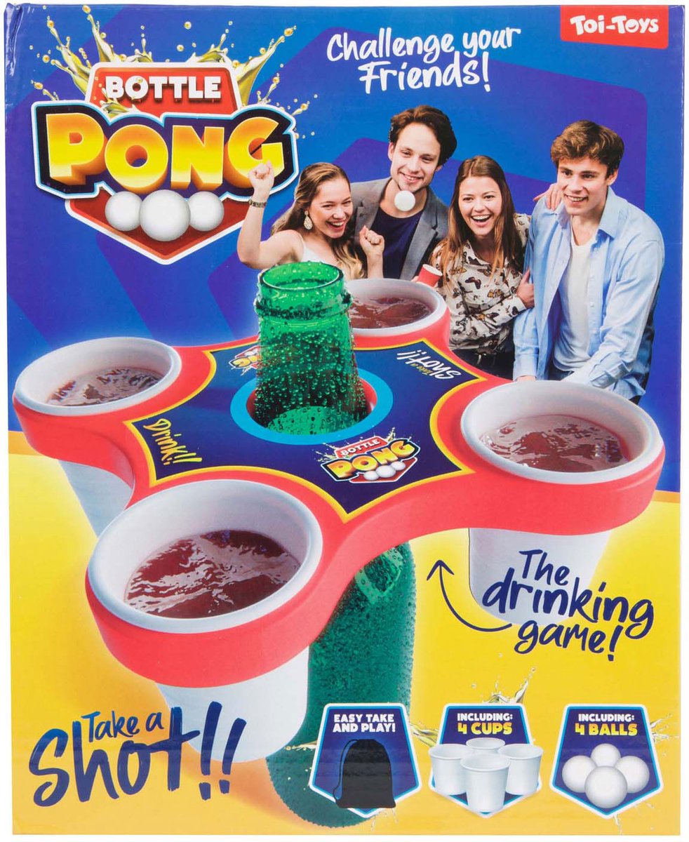 Toi-Toys Gezelschapsspel pong hero met 4 ballen en 4 bekers