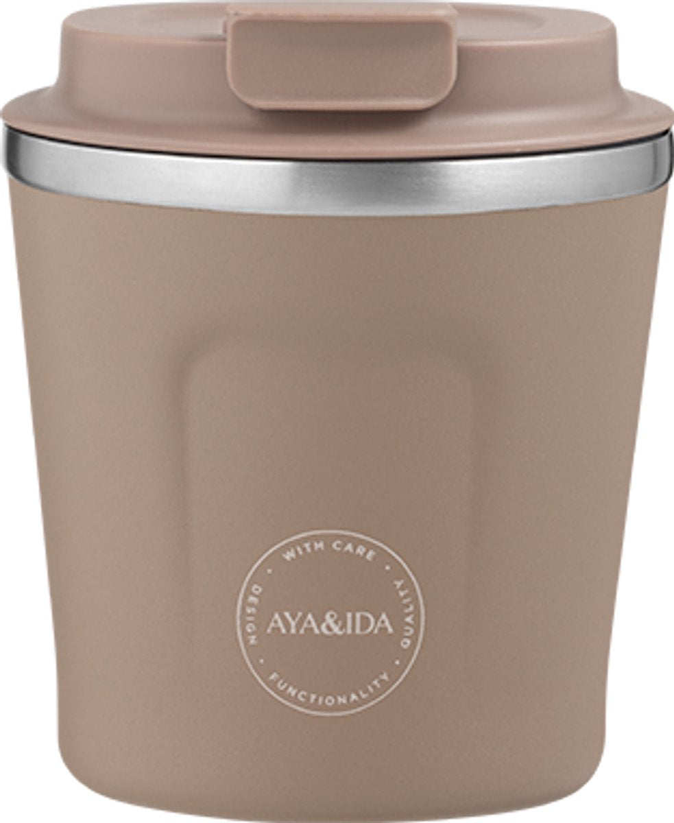 Aya Ida Aya ida - cup2go - koffiebeker - coffee to go - reisbeker - meenemen - 240ml - dusty brown nieuw