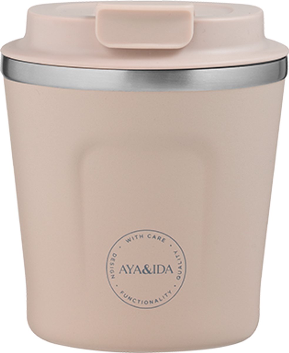 Aya Ida Aya ida - cup2go - koffiebeker - coffee to go - reisbeker - meenemen - 240ml - cream beige nieuw