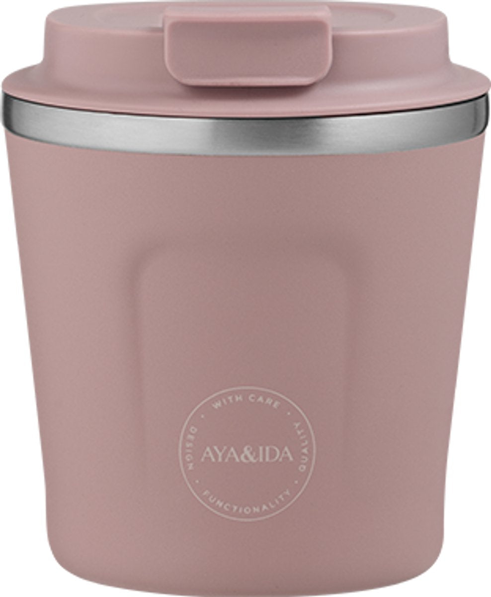 Aya Ida Aya ida - cup2go - koffiebeker - coffee to go - reisbeker - meenemen - 240ml - dusty rose nieuw