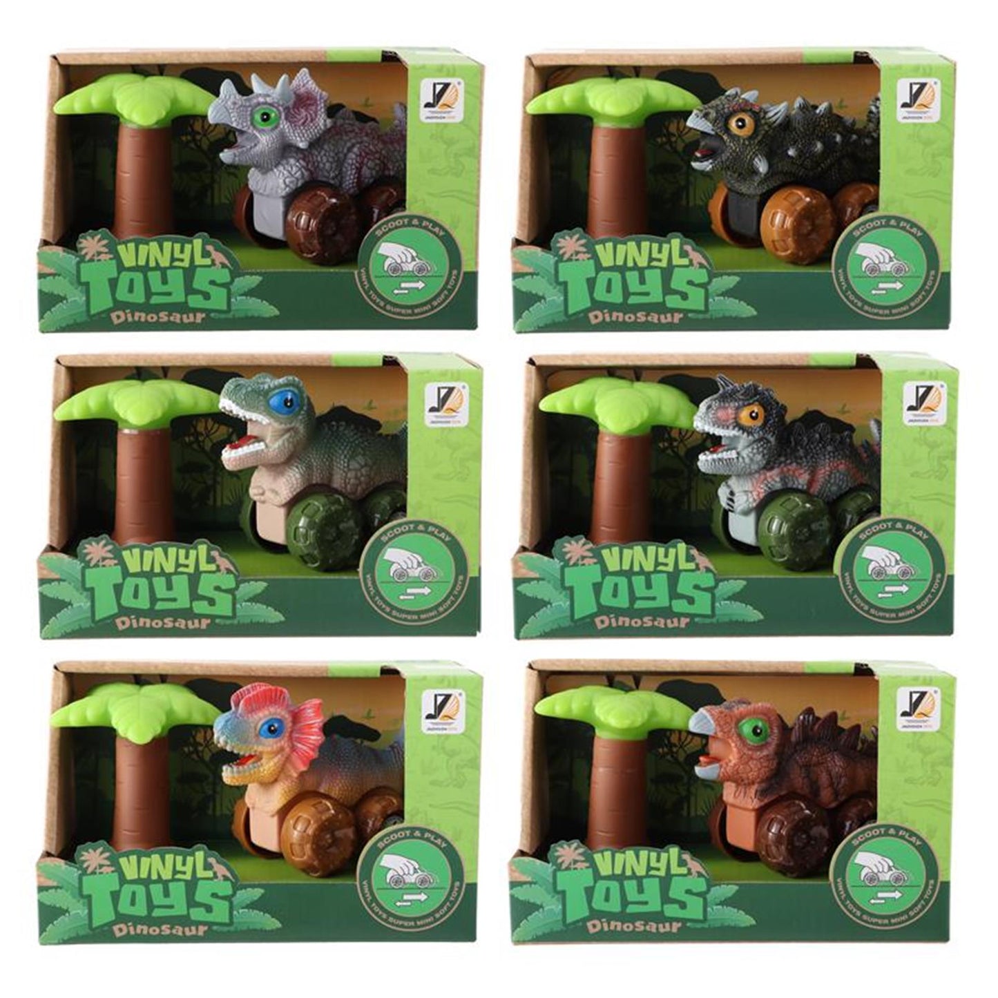 Baby dino auto 12cm met palmboom