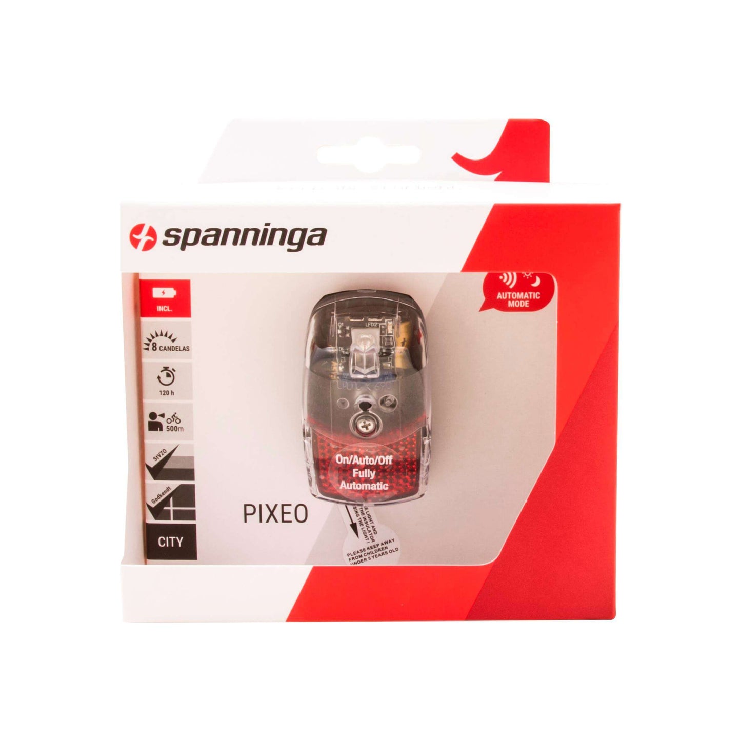 Spanninga spatbord achterlicht pixeo xba 2xaaa in doosje