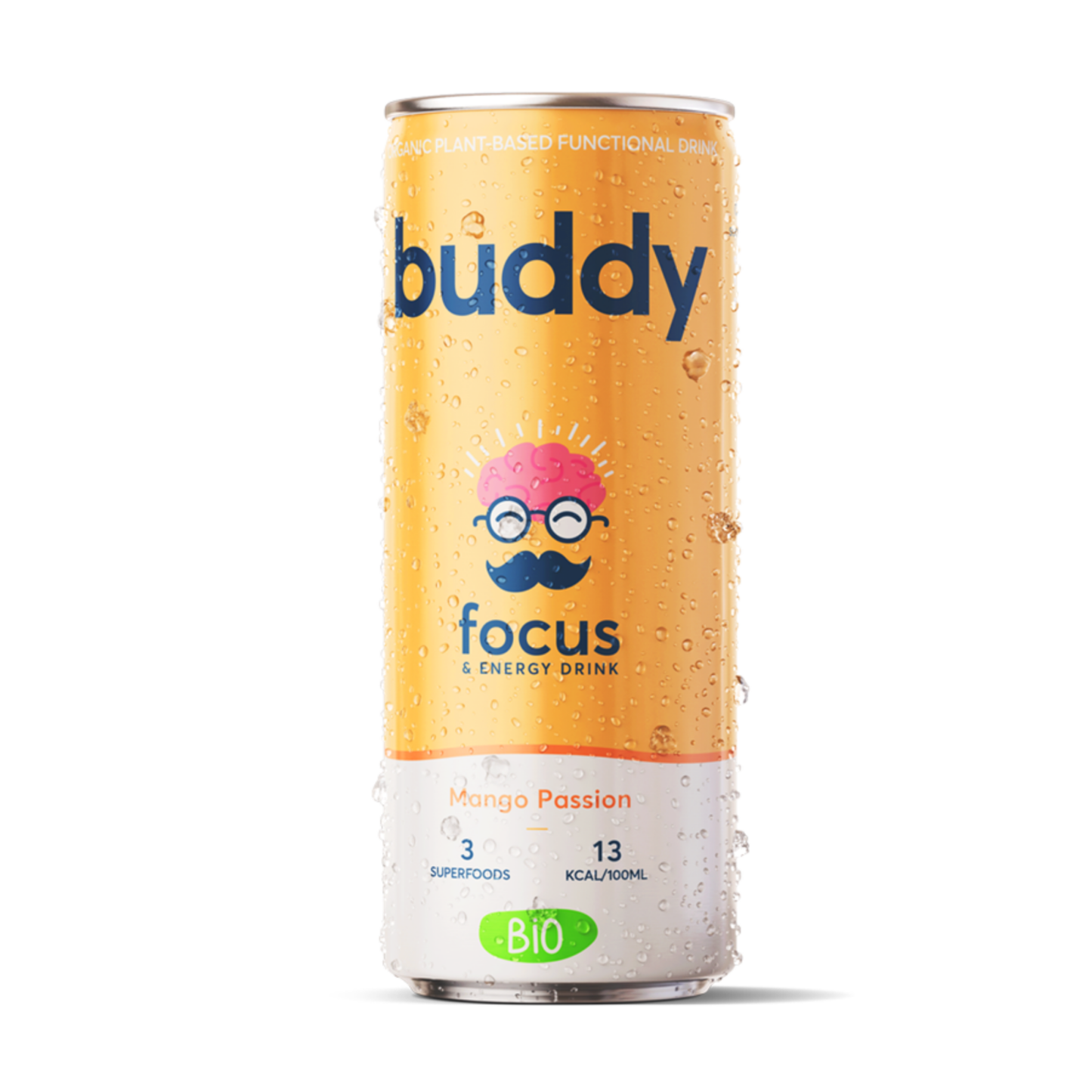 Buddy mango passievrucht bio blikje (12x 250 ml)