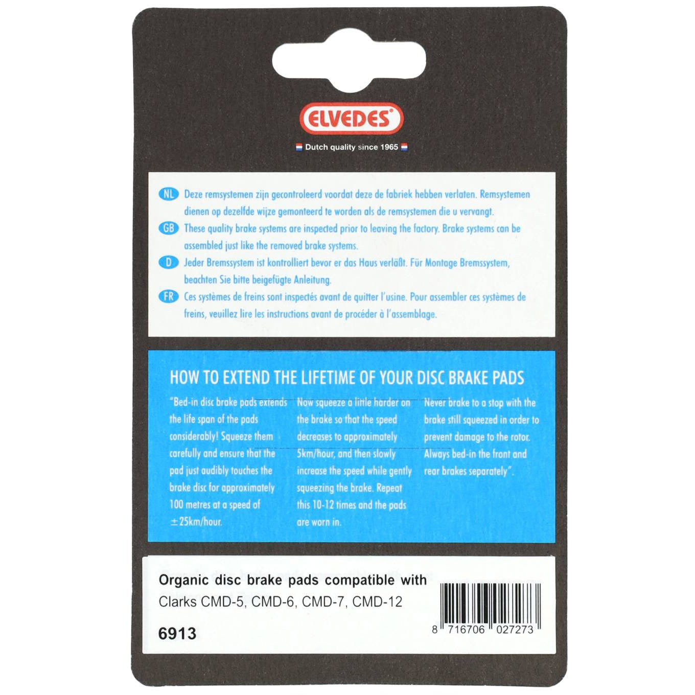 Elvedes Cable Systems BV Schijfremblokken elvedes clarks | 6913 | organic