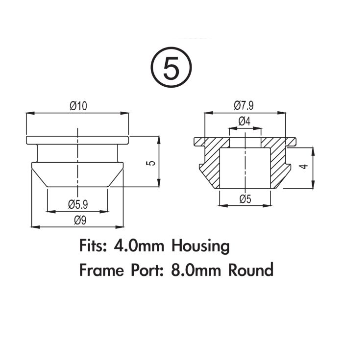 JAGWIRE Frame plug pack - 5mm brake housing (2mm frame) (10pcs)