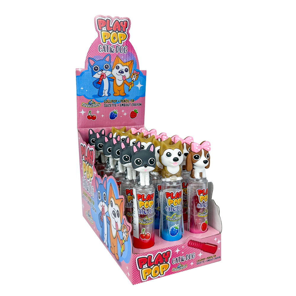 Funny Candy Lollie met kat of hond hoofd (18x 9gr)