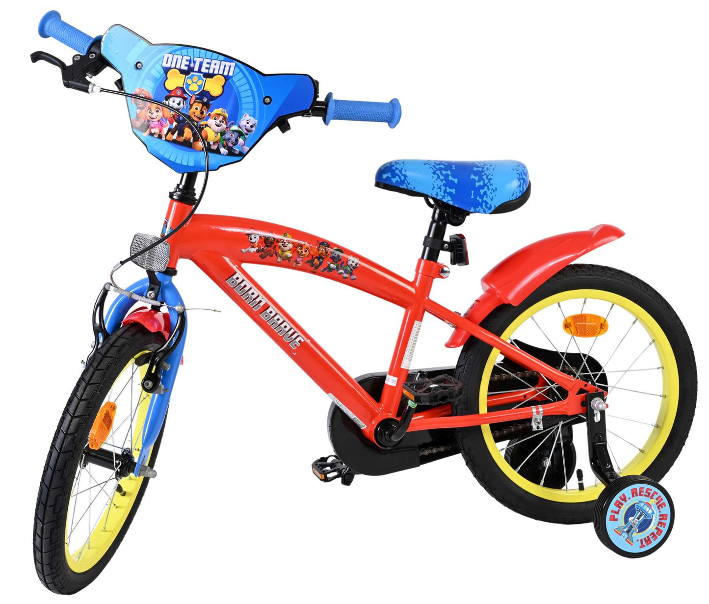 Paw Patrol kinderfiets - jongens - 16 inch - rood blauw