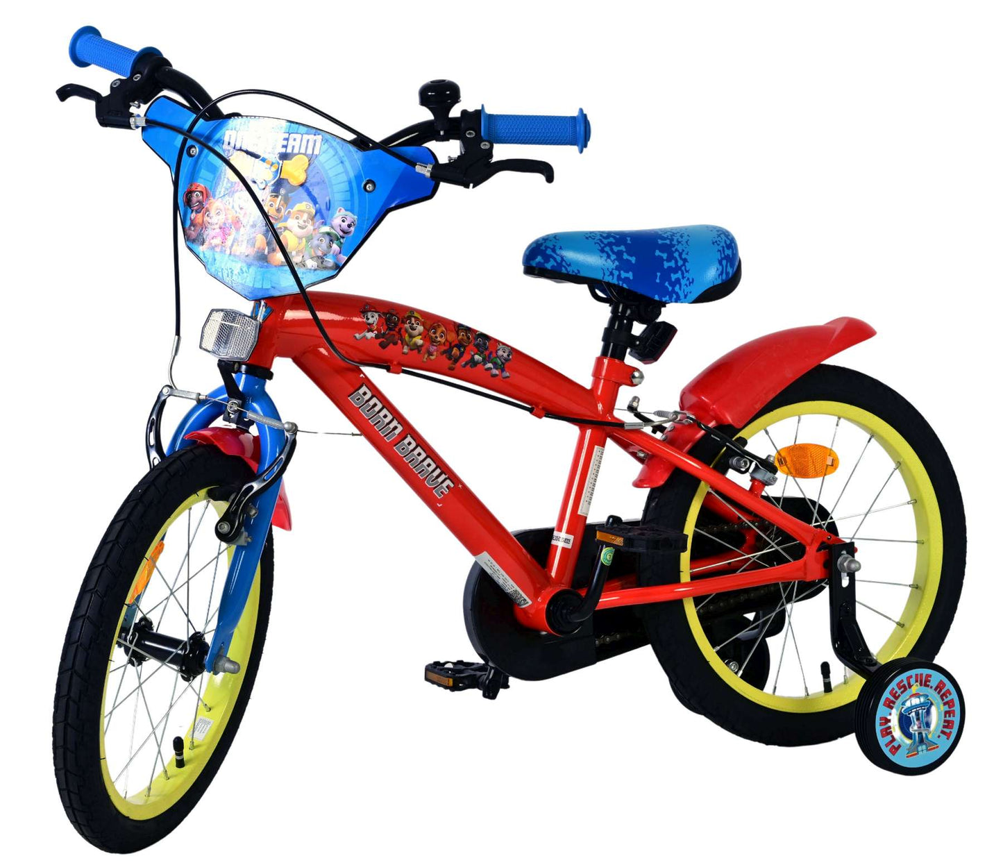 Paw Patrol kinderfiets - jongens - 16 inch - rood - twee handremmen