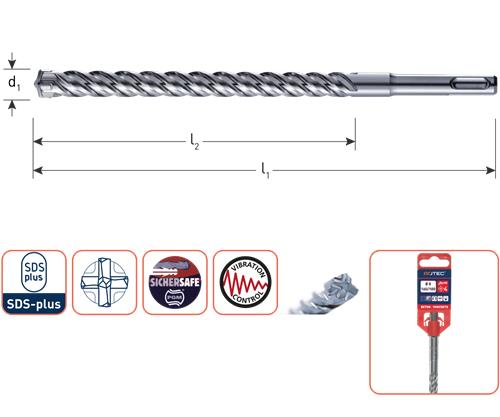 Rotec Sds-boor 400 450 16mm 4-snijder