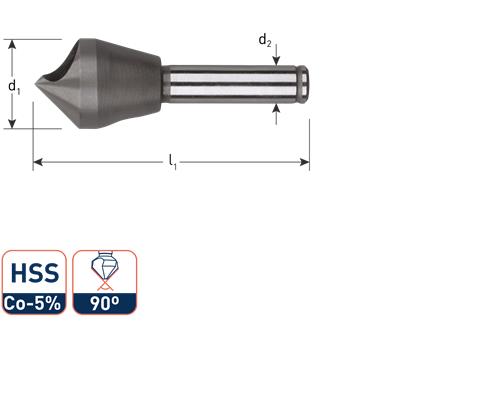 Rotec Verzinkfrees 90gr. schuin gat 1-4