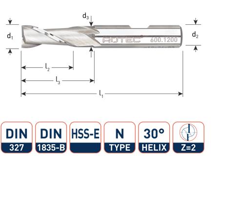 Rotec Spiebaanfrees kort din327 4.0mm weldon (u)