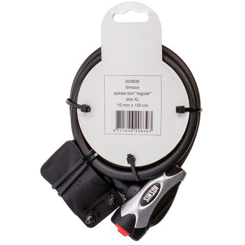 Simson Kabelslot Regular XL - 10x150cm - Zwart - Geen ART - Fiets