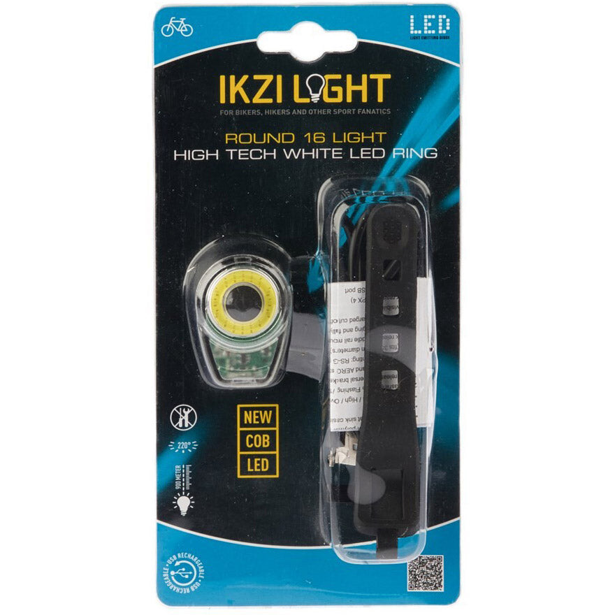 Ikzi Light koplamp round16 met witte cob led-ring usb
