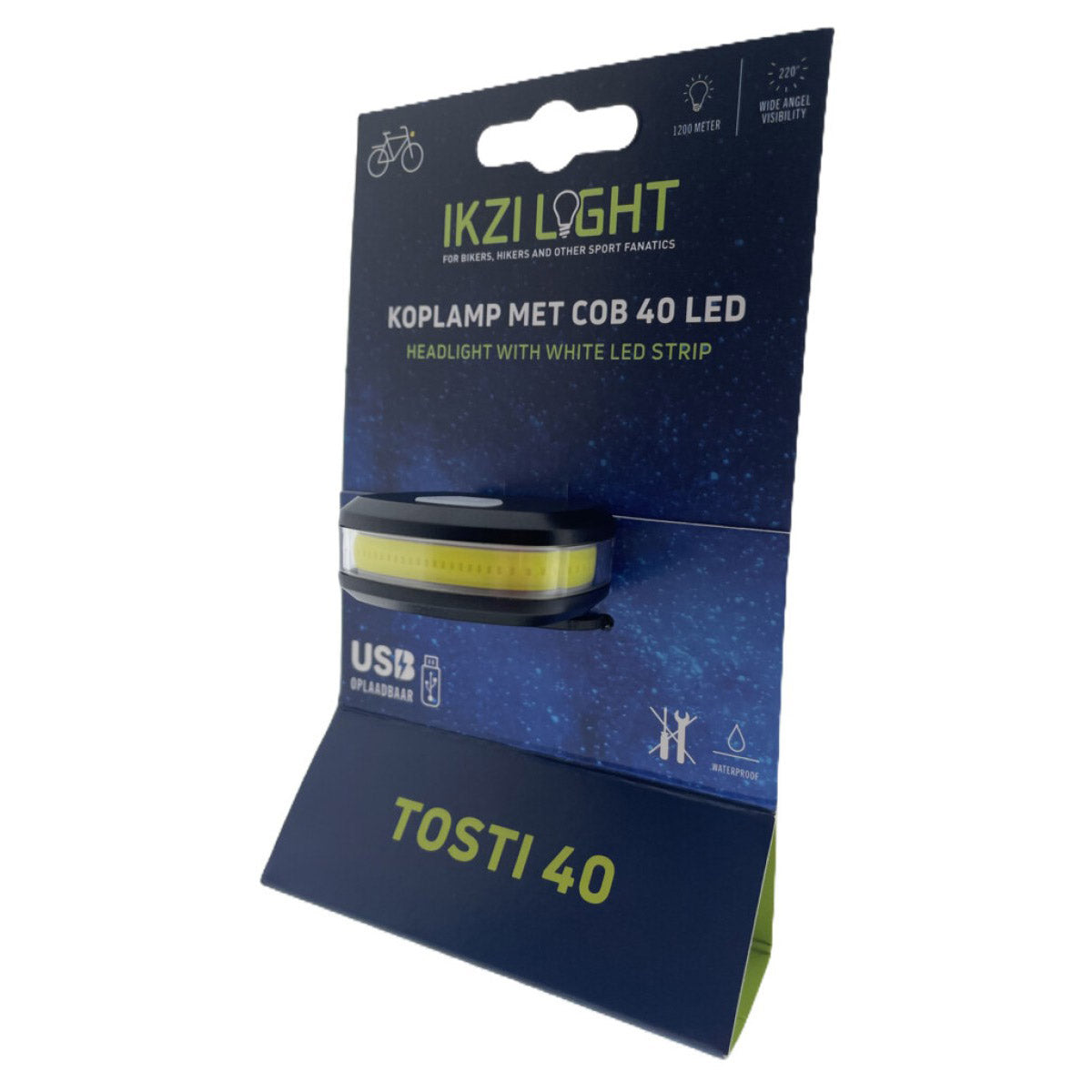Buzaglo Koplamp ikzilight tosti 40 cob led, usb-oplaadbaar