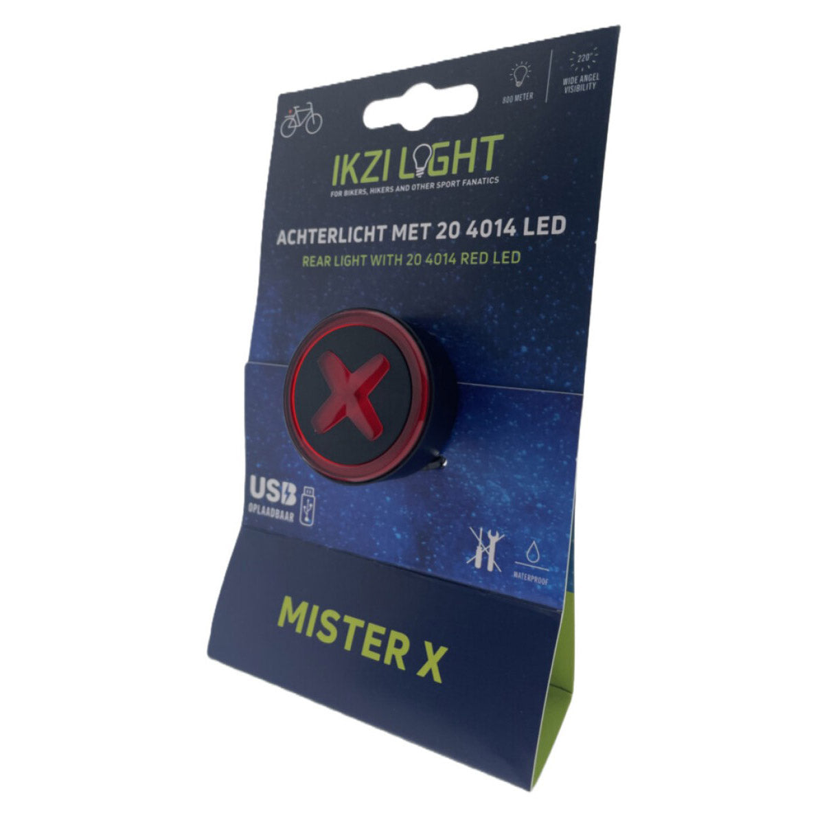 Buzaglo Ikzilight achterlicht mr x met 4014 led, usb-oplaadbaar