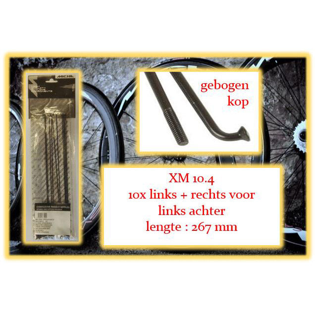 Miche spaak xm 10.4 267mm lv+ rv+la gebogen kop zwart (10st)