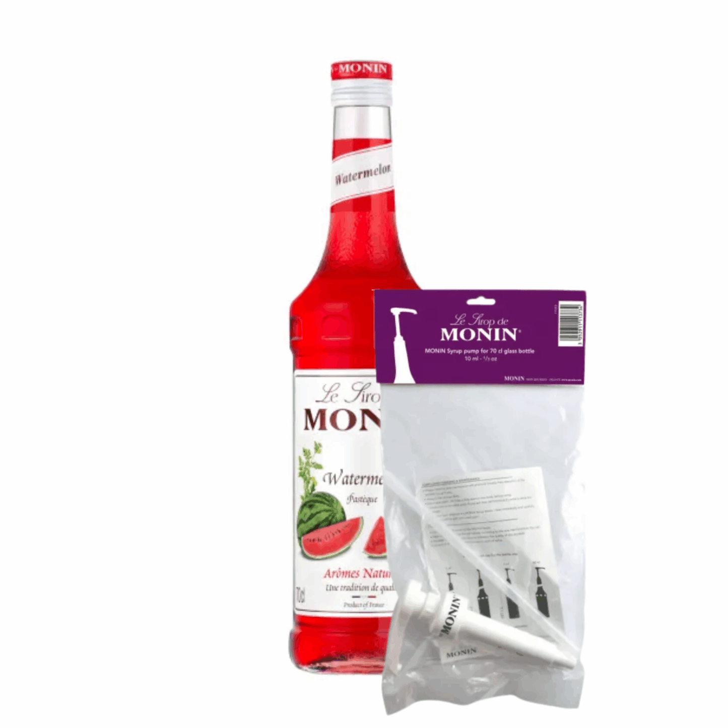 Monin siroop framboos (70 cl) + siroop pompje (10ml)