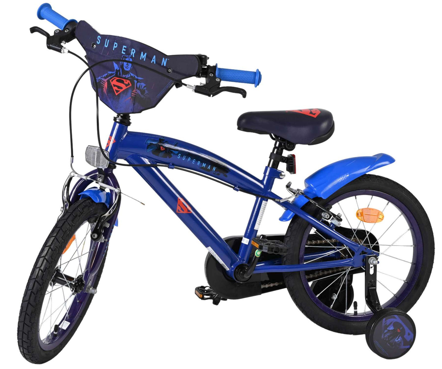Volare Superman kinderfiets - jongens - 16 inch - blauw - twee handremmen