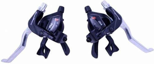 Spanninga Sunrace stuurverstellers 3v 7v met remgreep zwart zilver