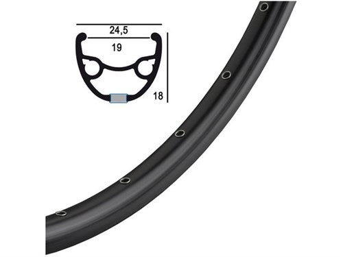 Rigida Velg ryde 28 (622) rival-21 36 14 zwart (ongeslepen)