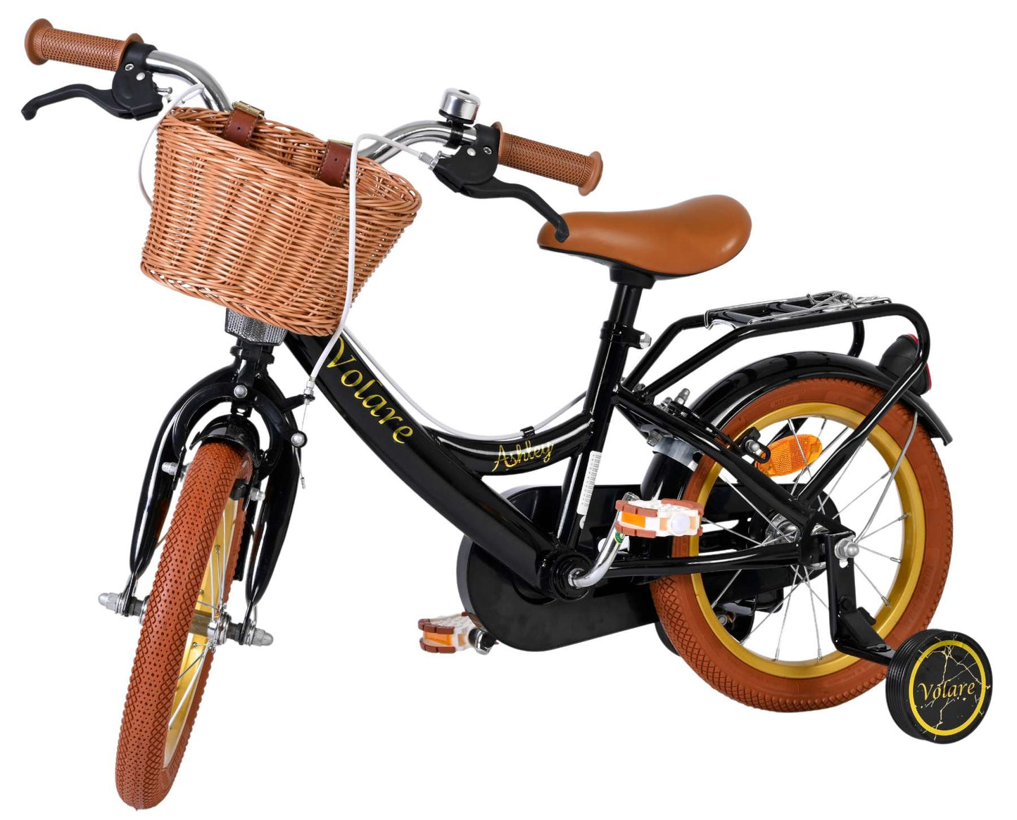 Volare ashley kinderfiets - meisjes - 14 inch - zwart - twee handremmen