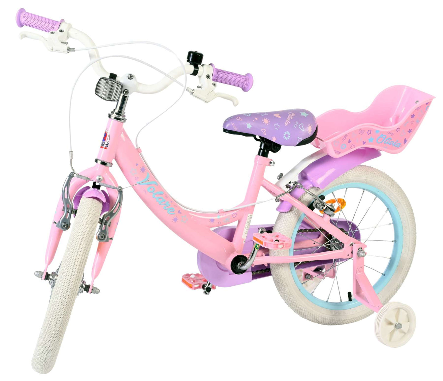 Volare olivia kinderfiets - meisjes - 16 inch - roze - twee handremmen