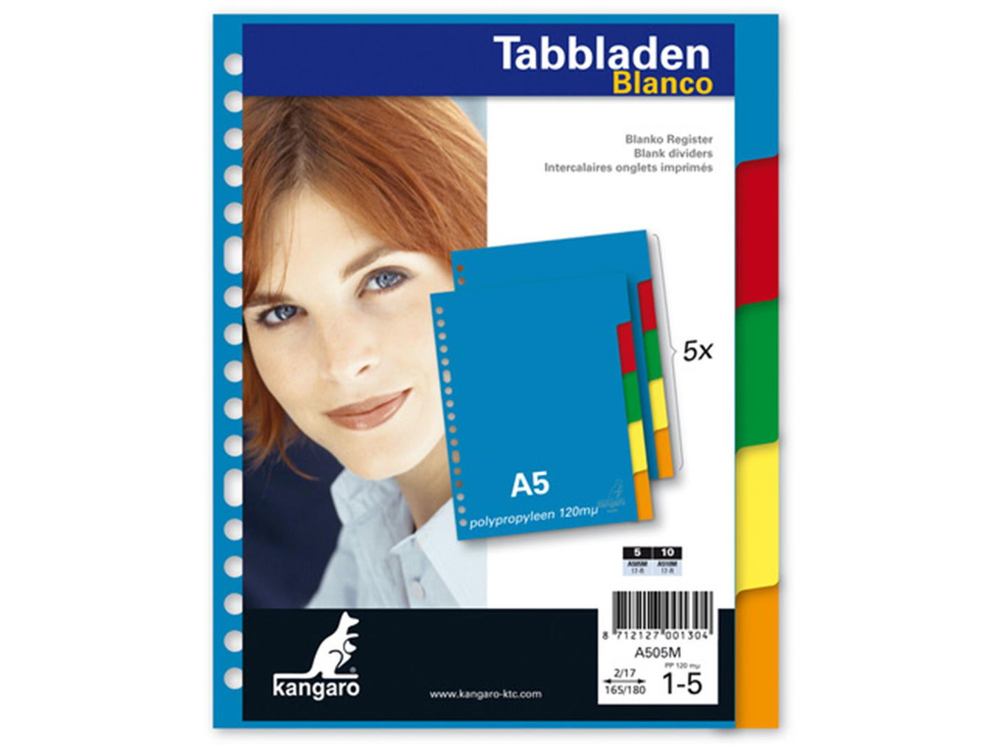 Kangaro Tabbladen a5 blanco 17 rings kunststof