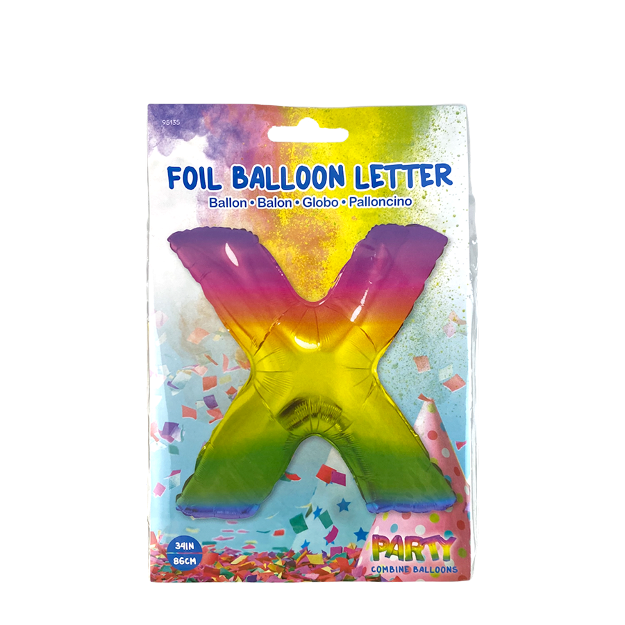 Ballon Folie Letter X Rainbow 86cm