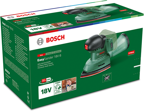 Bosch Groen easysander 18v-8 accu multischuurmachine | incl. 3 schuurbladen | zonder accu en lader - 06033e3000