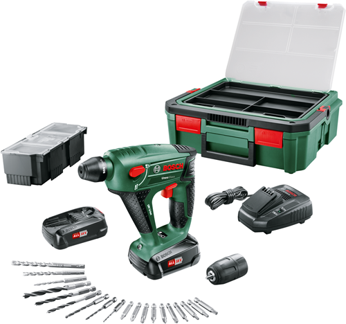 Bosch Groen uneo maxx sbx - accu boorhamer | 18v | 2 x 1.5 ah accu + lader | in koffer - 060395230k