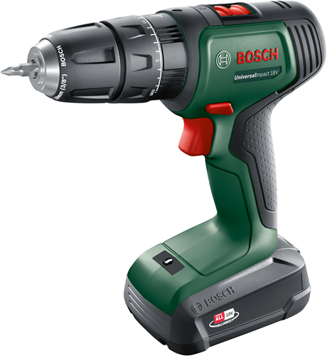 Bosch Groen universalimpact 18v | accuklopboorschroevendraaier | 1.5 ah + 2.5 ah accu + lader | + systembox en accessoires 06039d4107